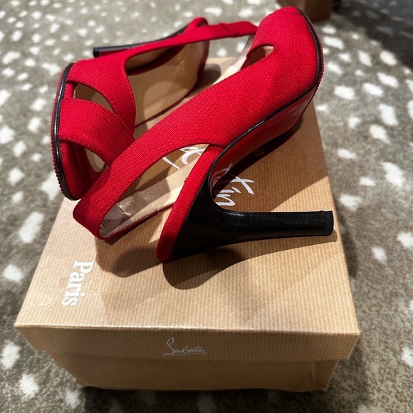 Christian Louboutin Red Open Toe Sling Back Pump. Size 38.5 - Picture 11 of 13